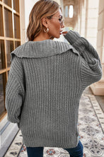 Load image into Gallery viewer, Gray Oversized Turndown Collar Pocketed Cardigan
