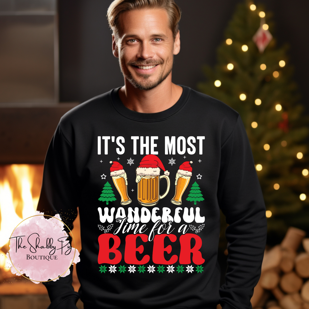 It's the most Wonderful Time for a Beer Ugly Christmas Shirt