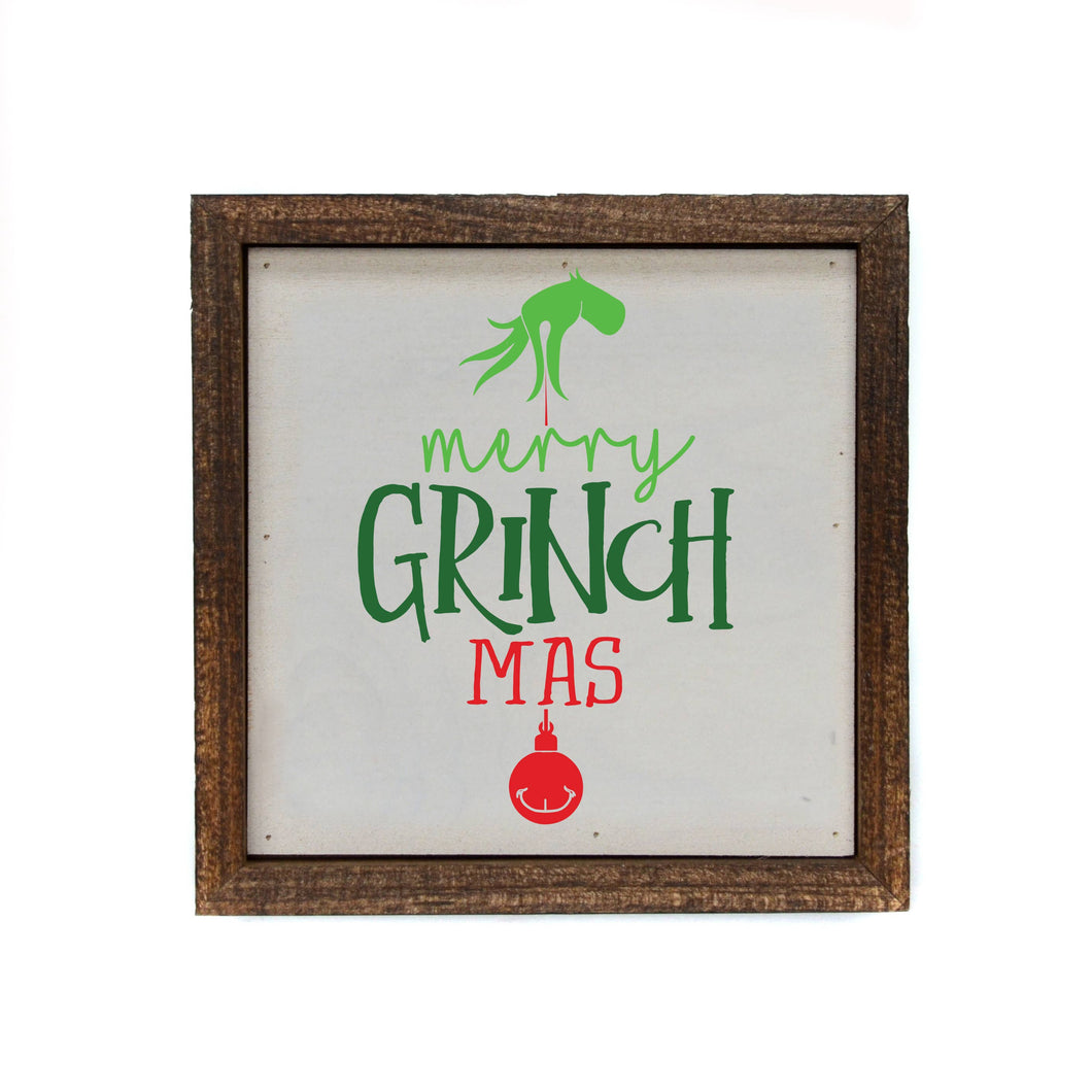 Merry Grinch Mas Box Sign 6X6 Christmas Decoration