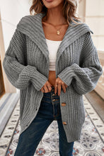 Load image into Gallery viewer, Gray Oversized Turndown Collar Pocketed Cardigan
