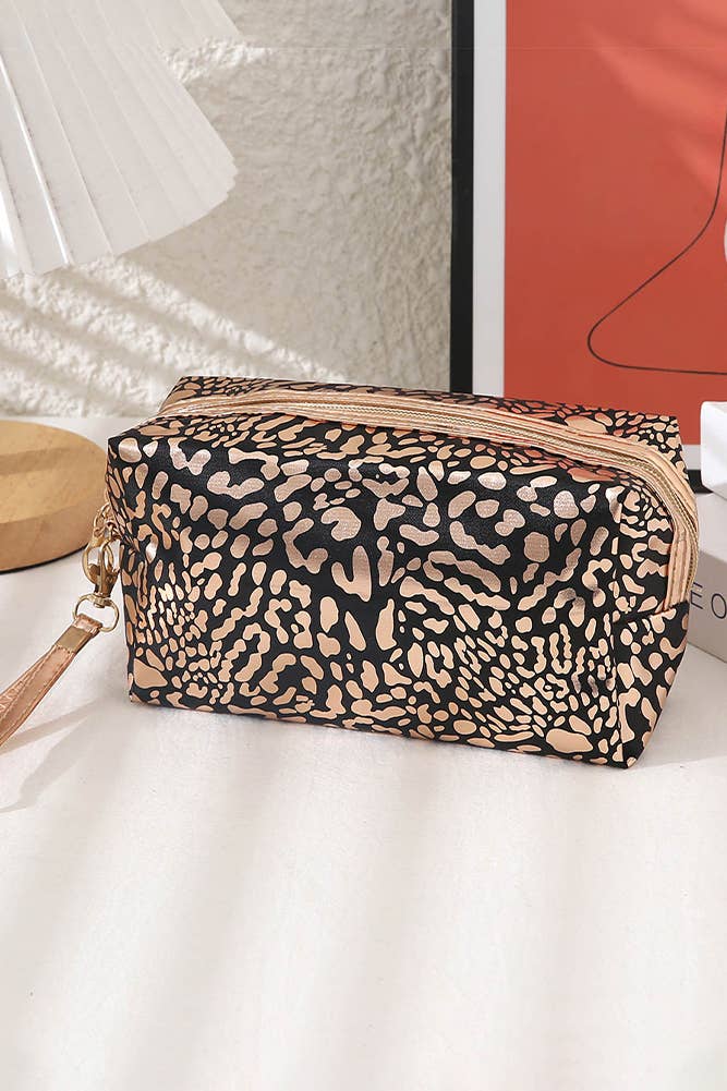 Glitter Leopard Pattern Cosmetic Bag