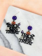 Load image into Gallery viewer, &#39;Trick Or Treat&#39; Glitter &amp; Cobweb Dangle Earrings
