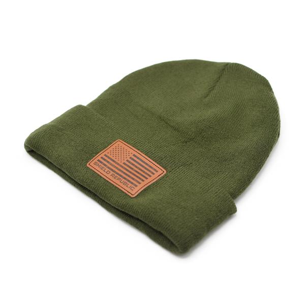 Flag Beanie Leather Patch