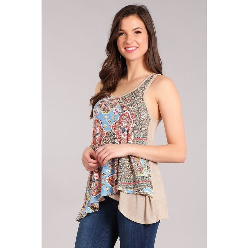 Relaxed Fit Asymmetrical Sleeveless Top