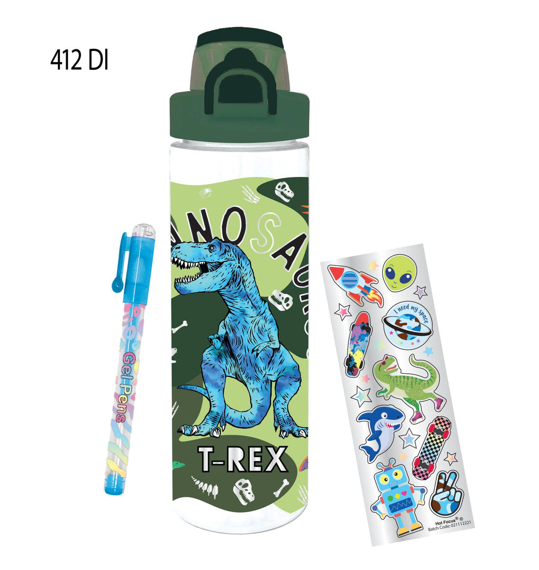 Pop-Open Water Bottle Writing Fun, Dinosaur
