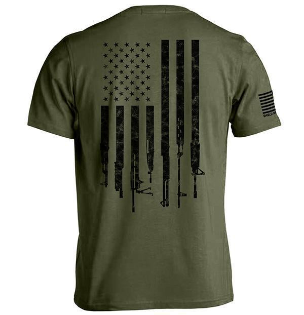 Firearm Flag Black Print T-Shirt