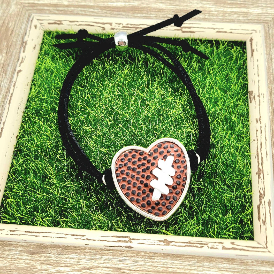 Football Heart Adjustable Suede Bracelet